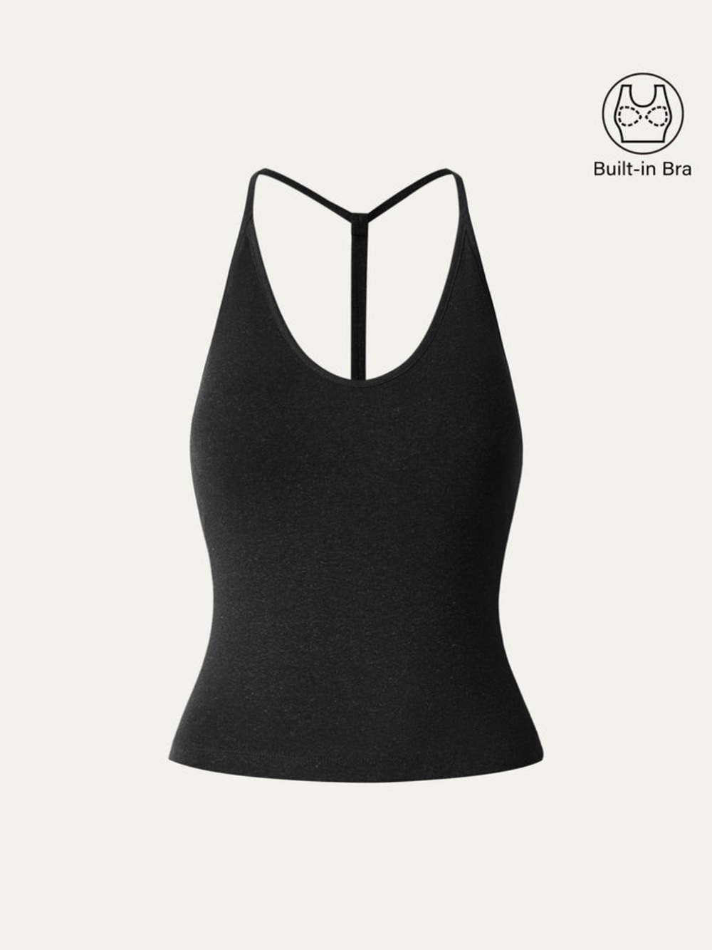 NWT OGL Soft Linen Luxe V-neck T-back Airy Bra Tank in BLACK